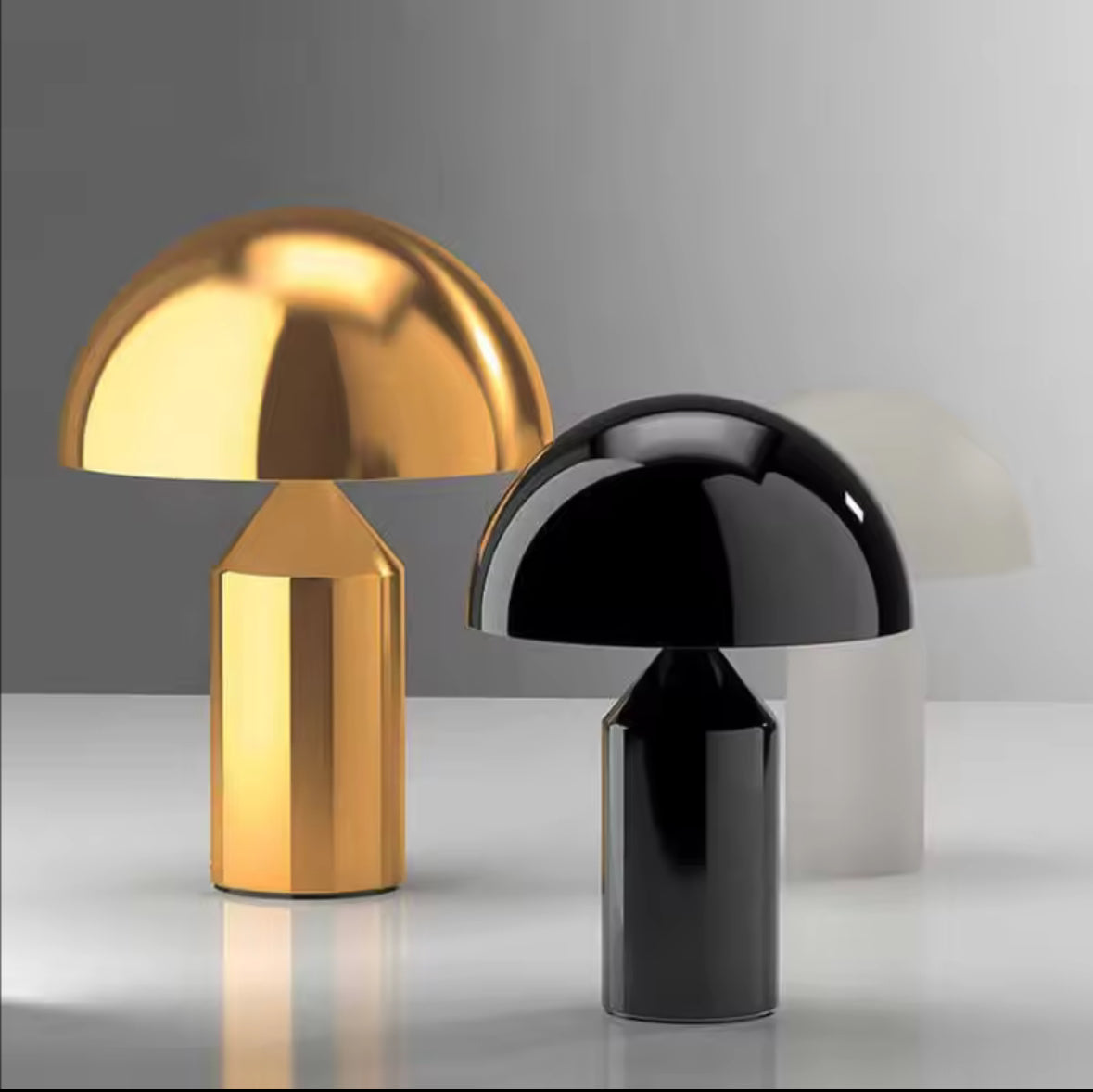 Modern Gold Metal Table Lamp with Geometric Dome Shade