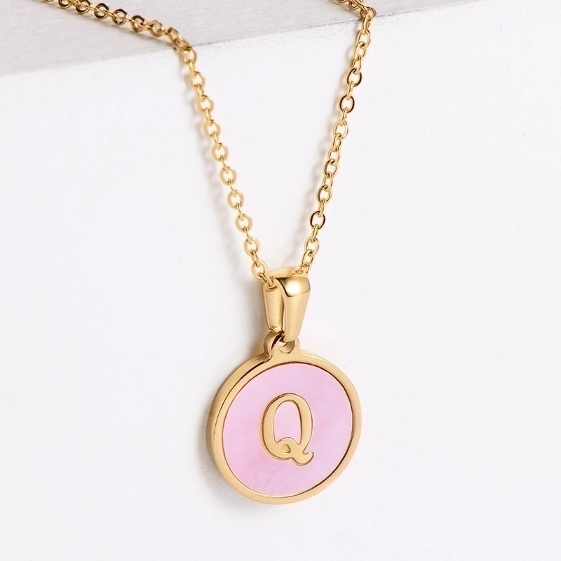 304 Stainless Steel 18K Gold Plated Fashion Plating Letter Shell Pendant Necklace
