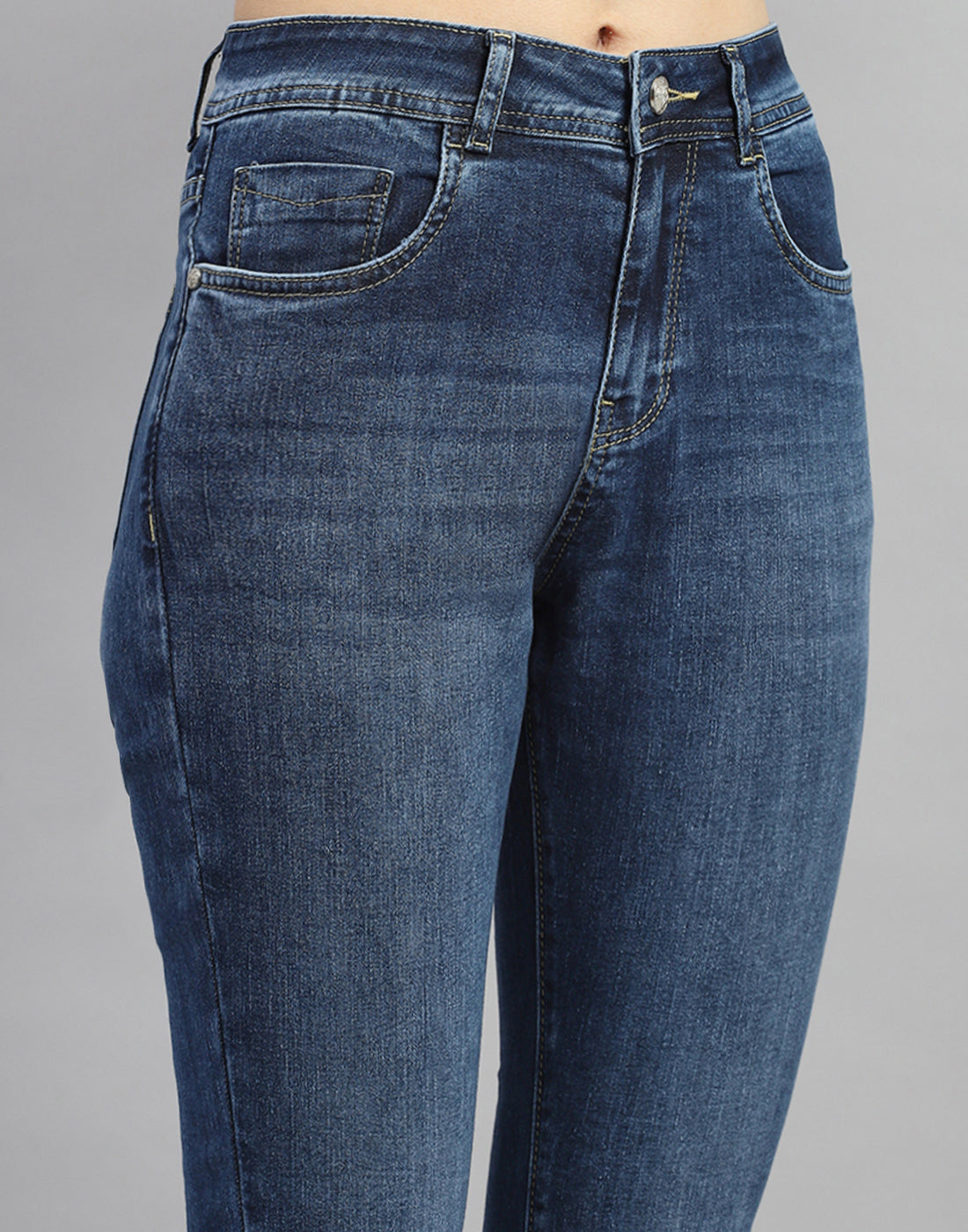 Women Dark Blue Light Wash Boot Cut Denim