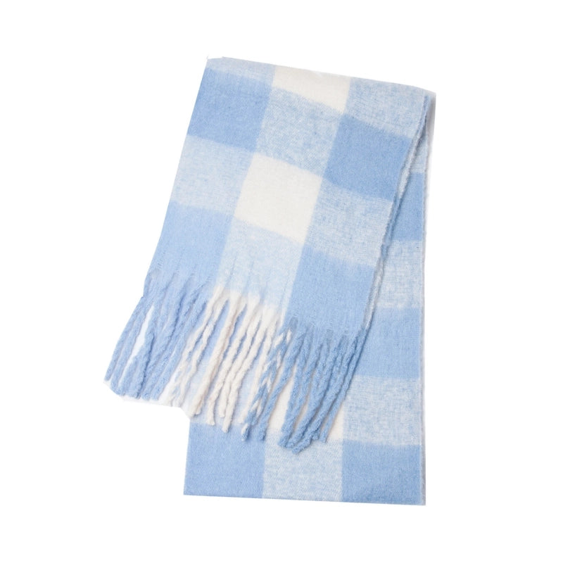Women's Casual Minimalist Lattice Polyester Tassel Scarf