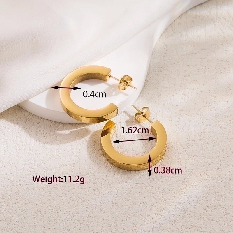 1 Pair Basic Cool Style Solid Color Plating 304 Stainless Steel 18K Gold Plated Stainless Steel Earrings
