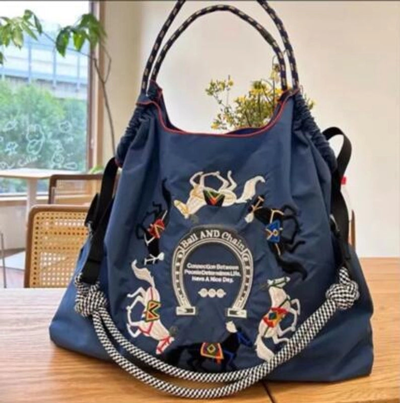 Women's Large Nylon Animal Donuts Basic Classic Style Square Open Shopping Bags