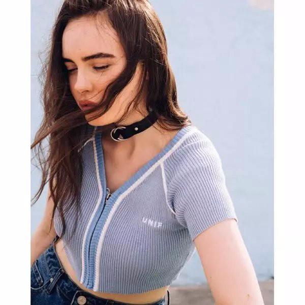 Zip Up Knitted Crop Top