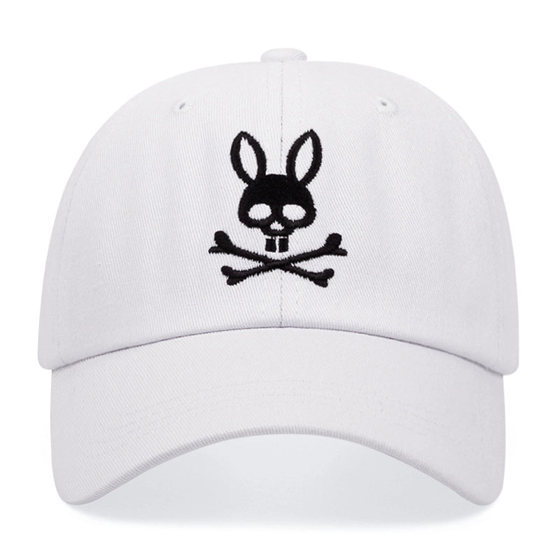 Unisex Basic Retro Minimalist Bunny Ears Skull Embroidery Curved Eaves Baseball Cap