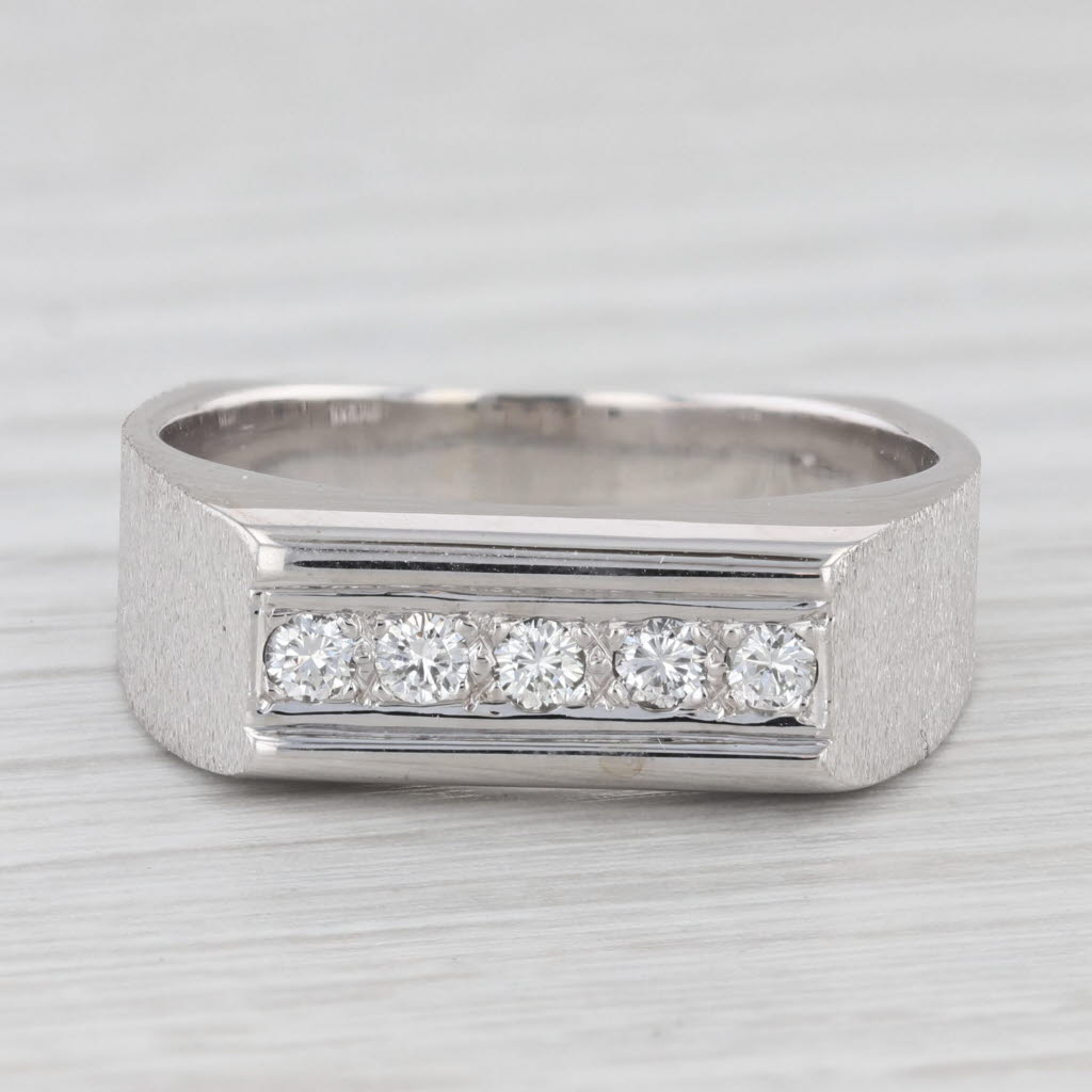 0.23ctw Diamond Men's Wedding Band 14K White Gold Size 10.5 Ring