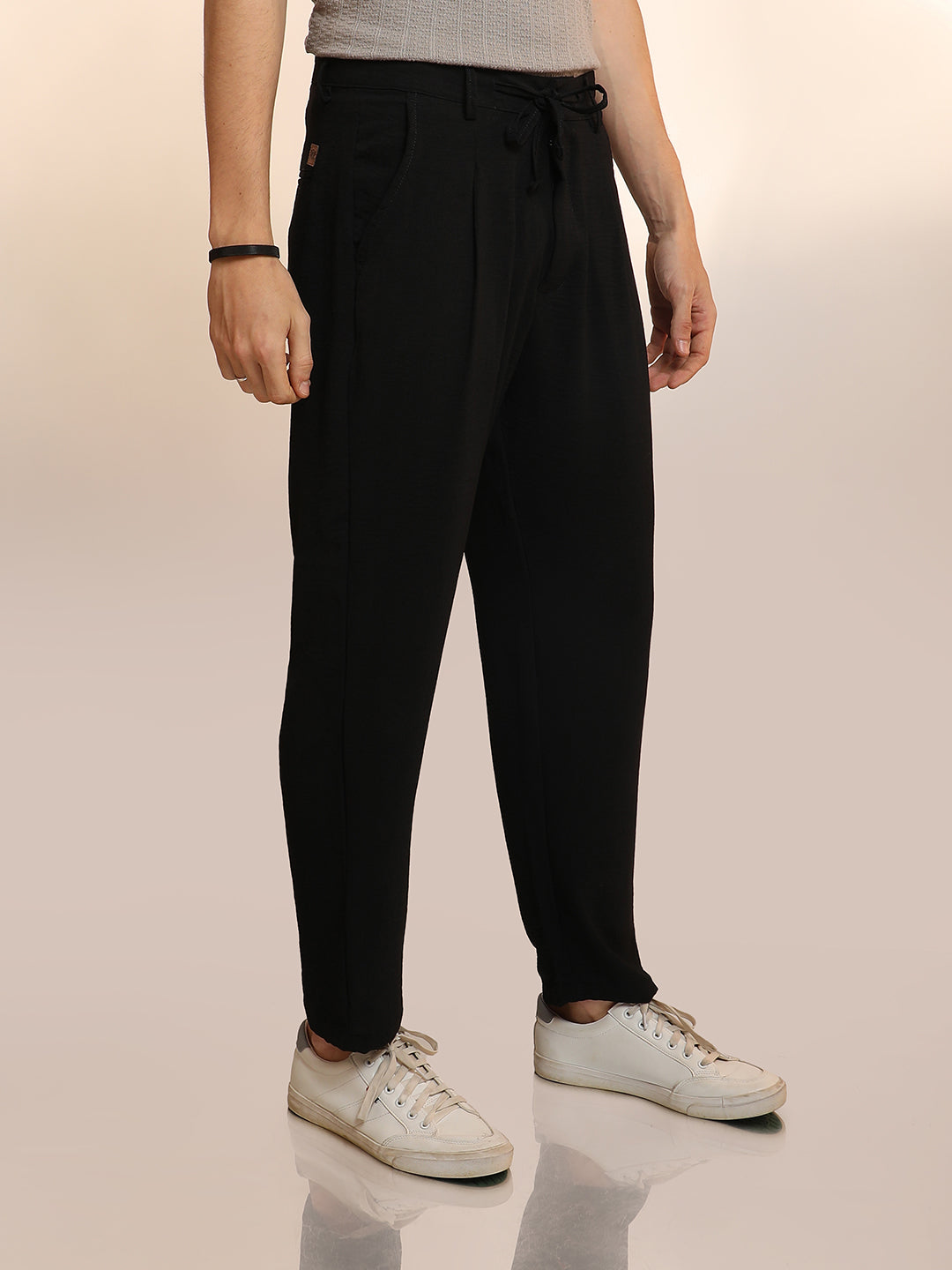 Solid Pleated Trousers