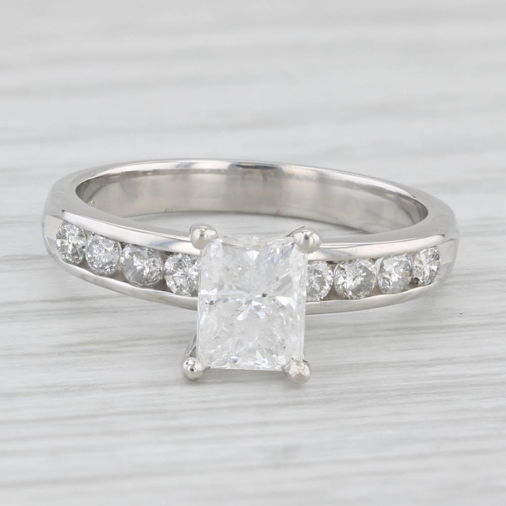 1.35ctw Diamond Engagement Ring 14k White Gold Size 6 Rectangle Princess Cut