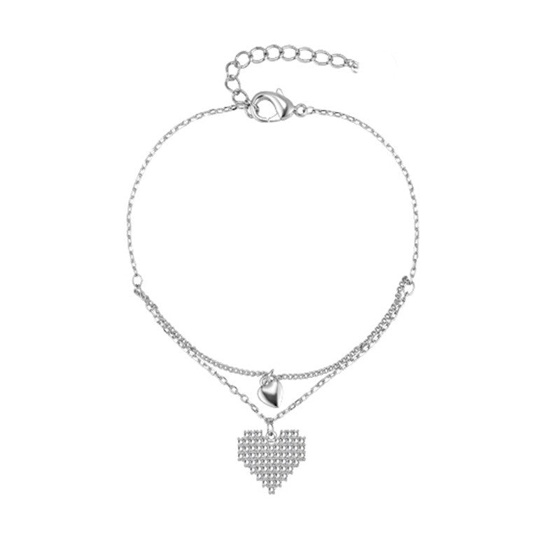Fashion Heart Shape Flower Alloy Titanium Steel Plating Artificial Pearls Rhinestones Women'S Bracelets