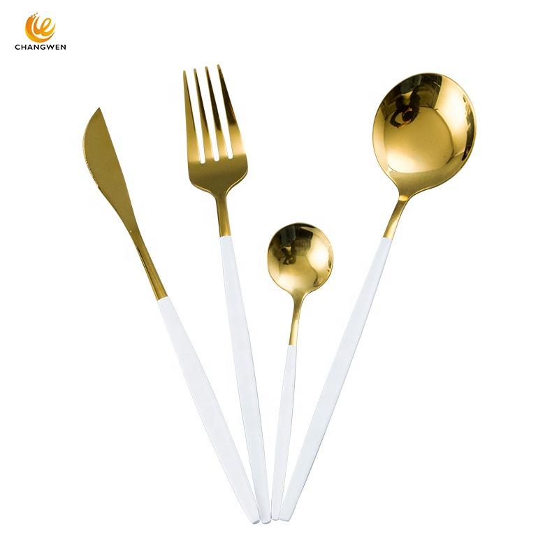 White/Golden (4406)-24 PCs Premium Steel Cutlery Set