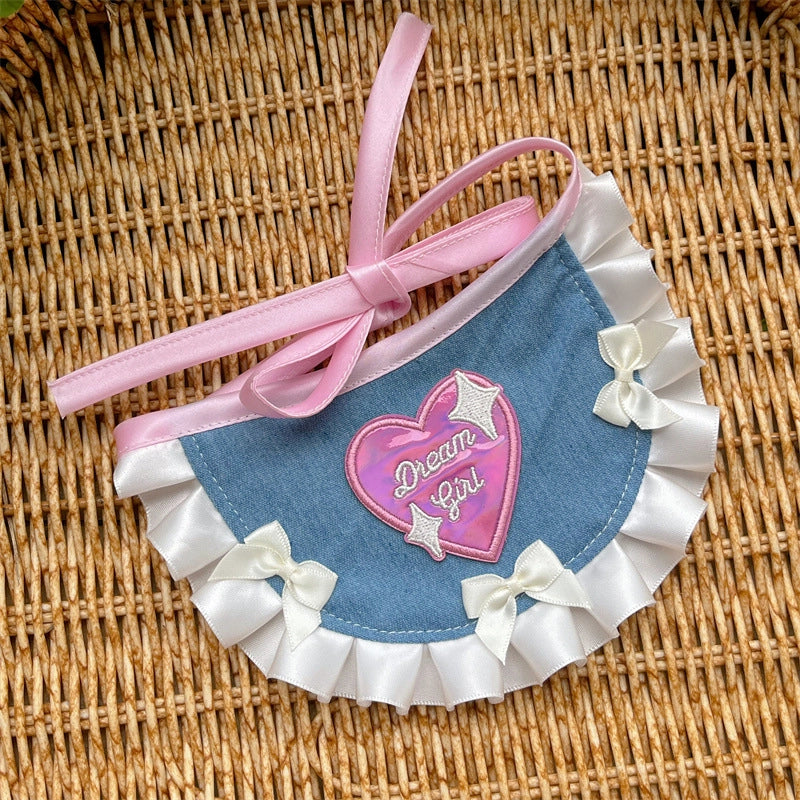 Pet Cat Dog Hot Girl Denim Bib Heavy Industry Cat Saliva Towel Teddy Bear Selling Cute Saliva Towel