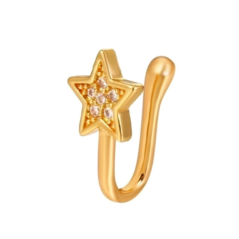 Fashion Creative Copper Perforation-free U-shaped Nasal Splint Piercing Butterfly Flower Snake-shaped Fake Nose Studs