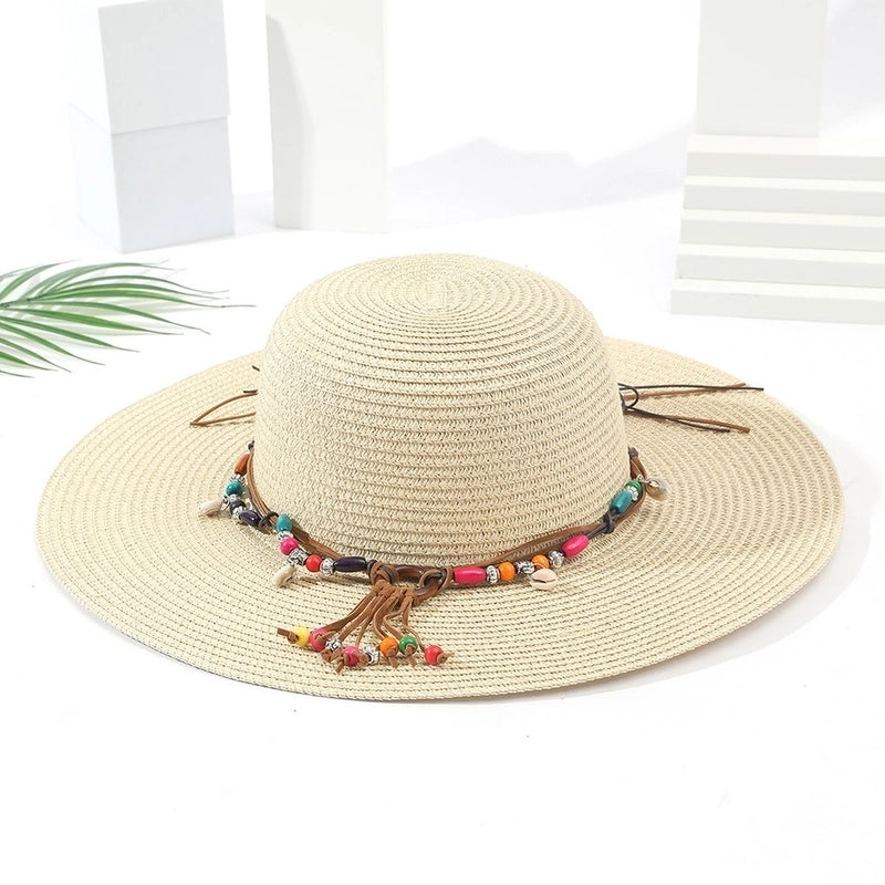 6 Pieces Women's Bohemian Solid Color Big Eaves Sun Hat