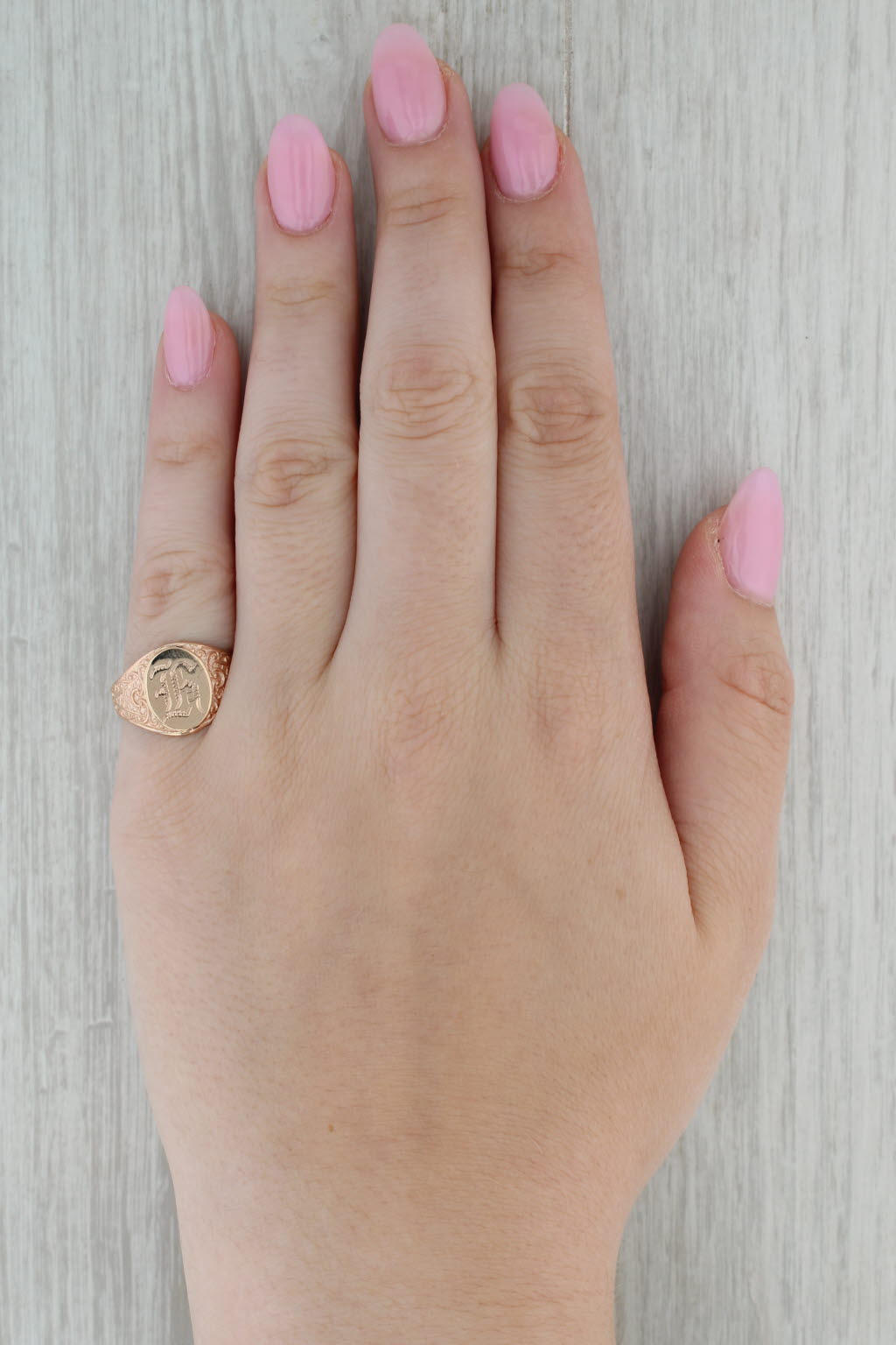 Old English Letter Initial F Signet Ring 10k Rose Gold Size 8