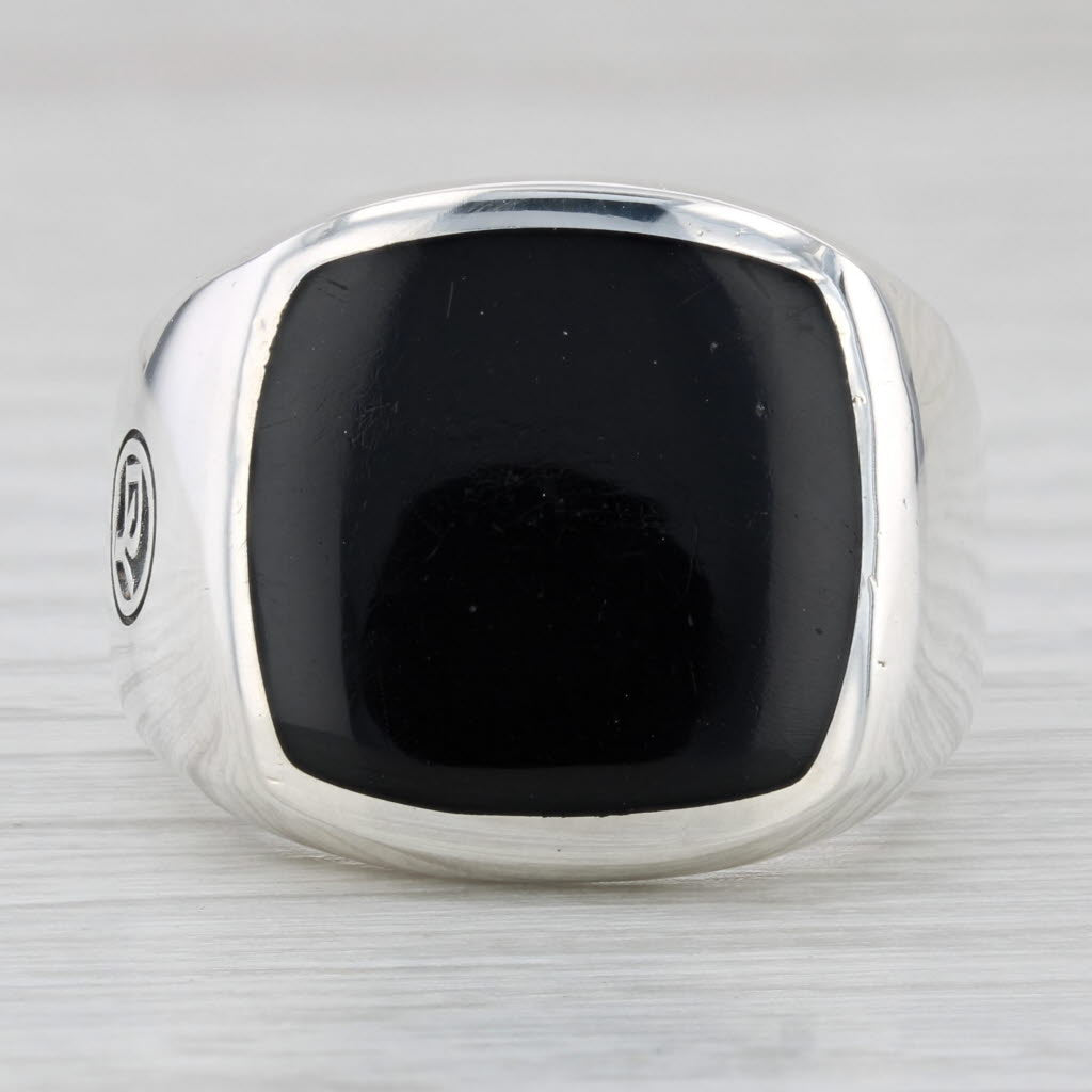 David Yurman Onyx Ring Sterling Silver Size 9.25 Men's Cushion Solitaire