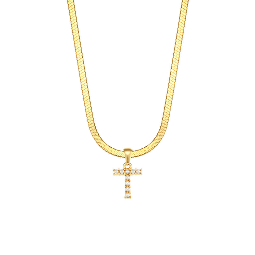 Fashion Letter Number Text Stainless Steel 18K Gold Plated Necklaces