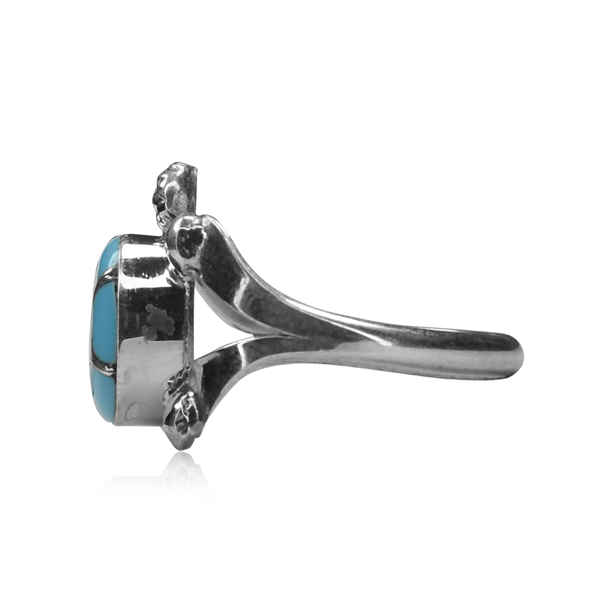 Stamped Turtle Double Pronged Ring