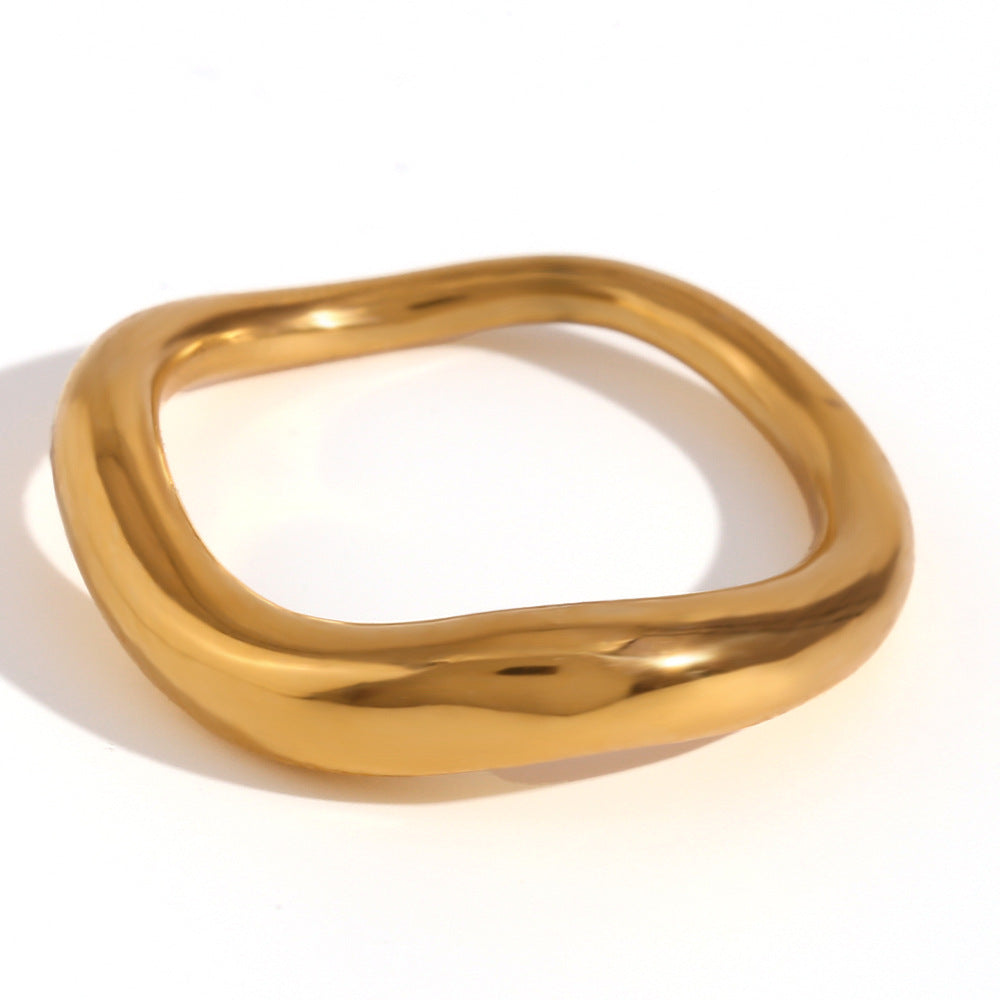 Minimalist Round Geometric Stainless Steel 18K Gold Plated Rings