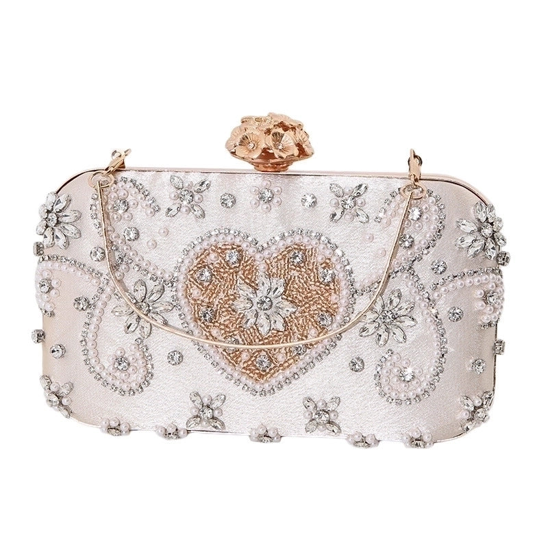Champagne Polyester Heart Shape Square Evening Bags