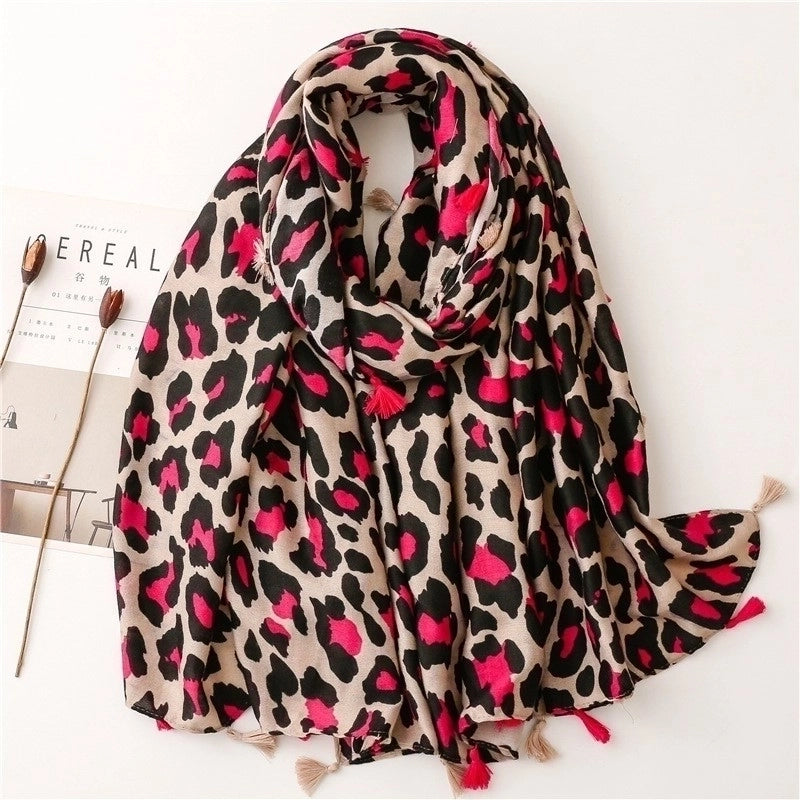 Classic Fashion Leopard Scarf Long Section Cotton And Linen Shawl