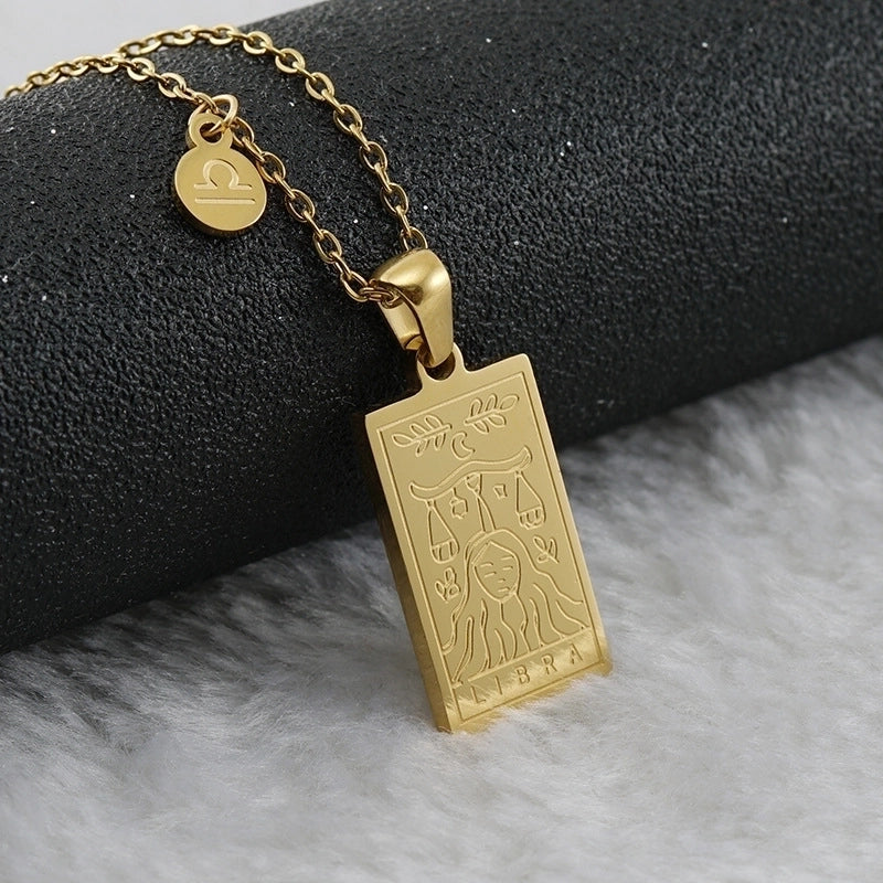 Fashion Square Constellation 304 Stainless Steel 18K Gold Plated Plating Stainless Steel Necklaces