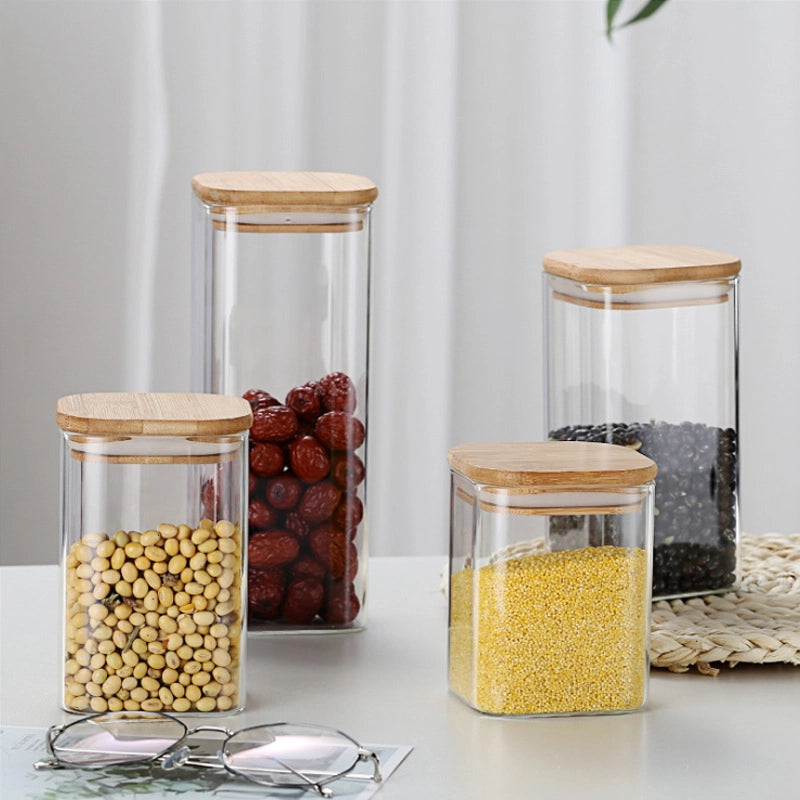 Minimalist Solid Color Wood Glass Storage Container Box