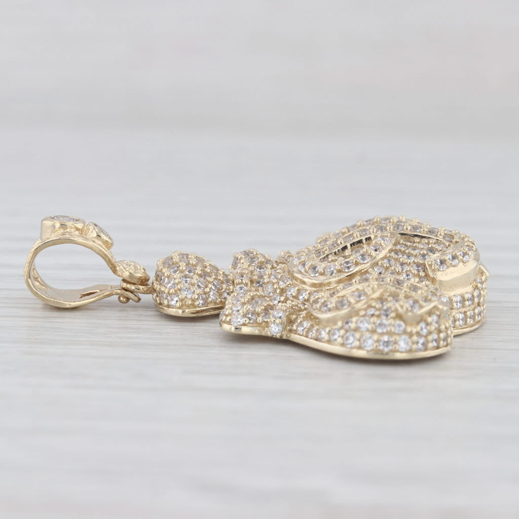 2.50ctw Cubic Zirconia Money Bags Pendant 10k Yellow Gold Statement