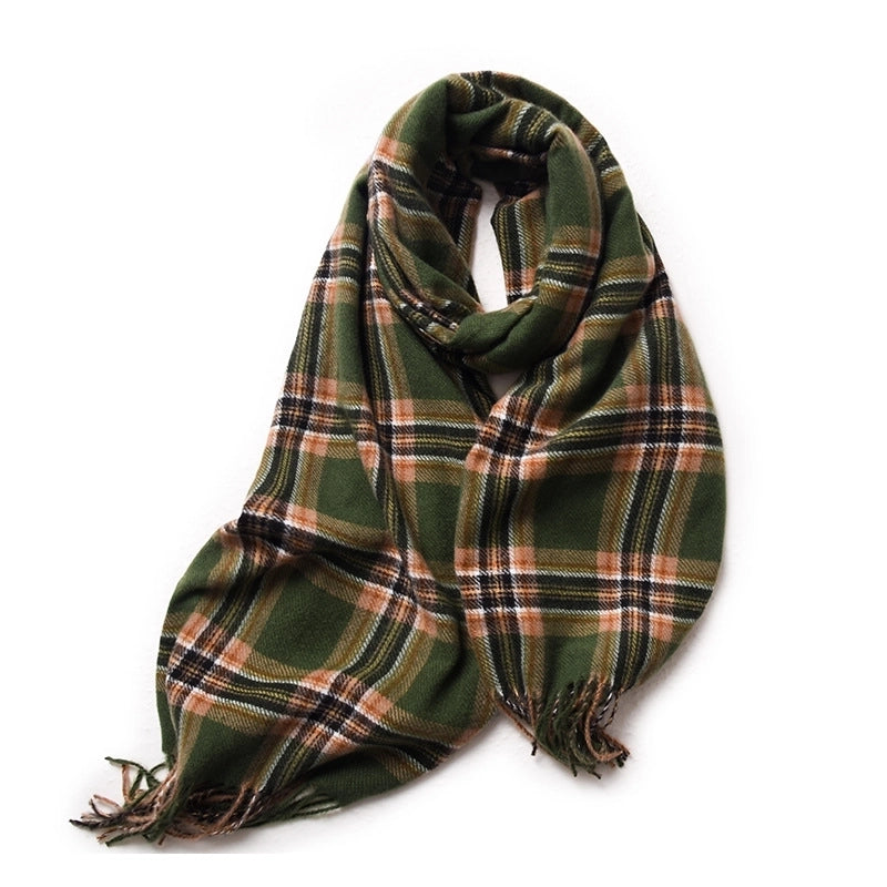 Korean Style Contrast Color Check Retro Artificial Cashmere Scarf Women's Winter Neck Warmer Warm All-matching Fashion Ins Factory