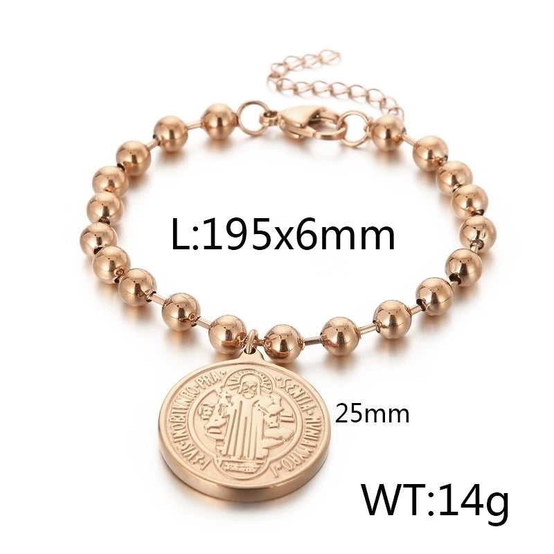 Stainless Steel Titanium Steel 18K Gold Plated Minimalist Plating Human Round Bracelets Necklace
