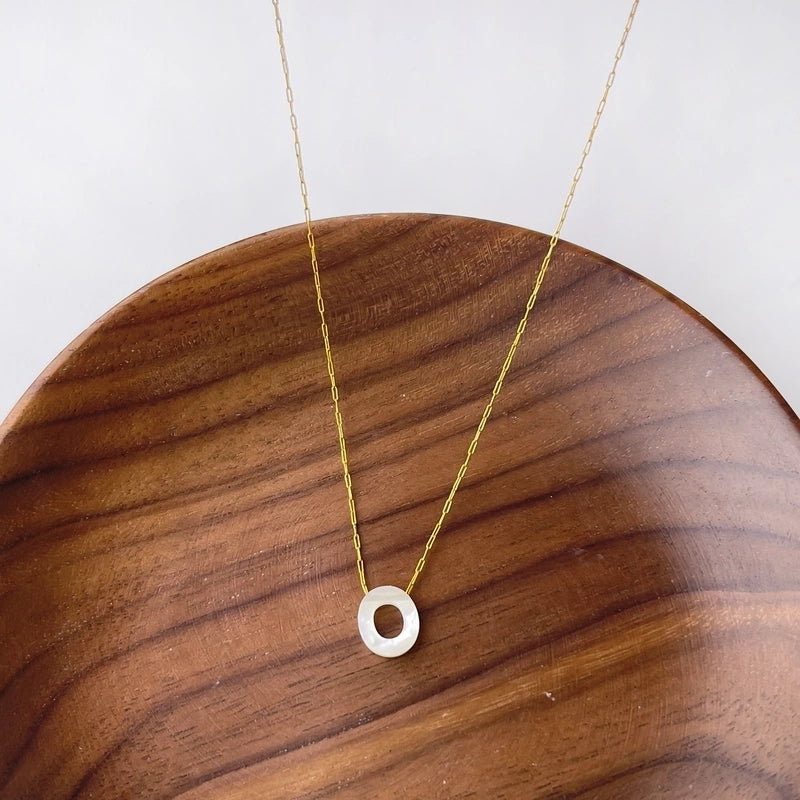 316L Stainless Steel  18K Gold Plated Minimalist Irregular Letter Shell Pendant Necklace