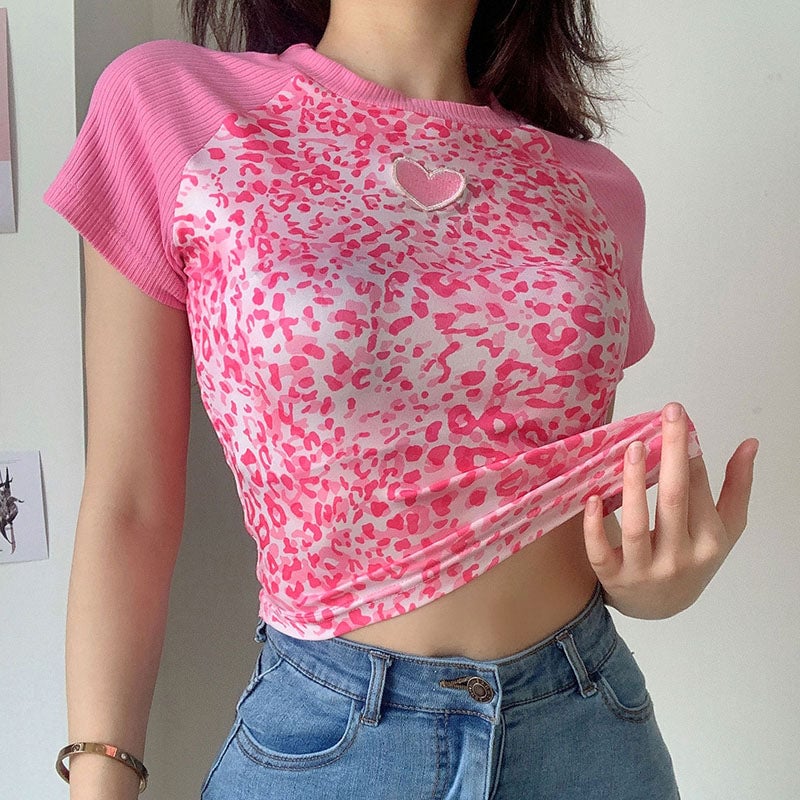 Pink Leopard Print Top