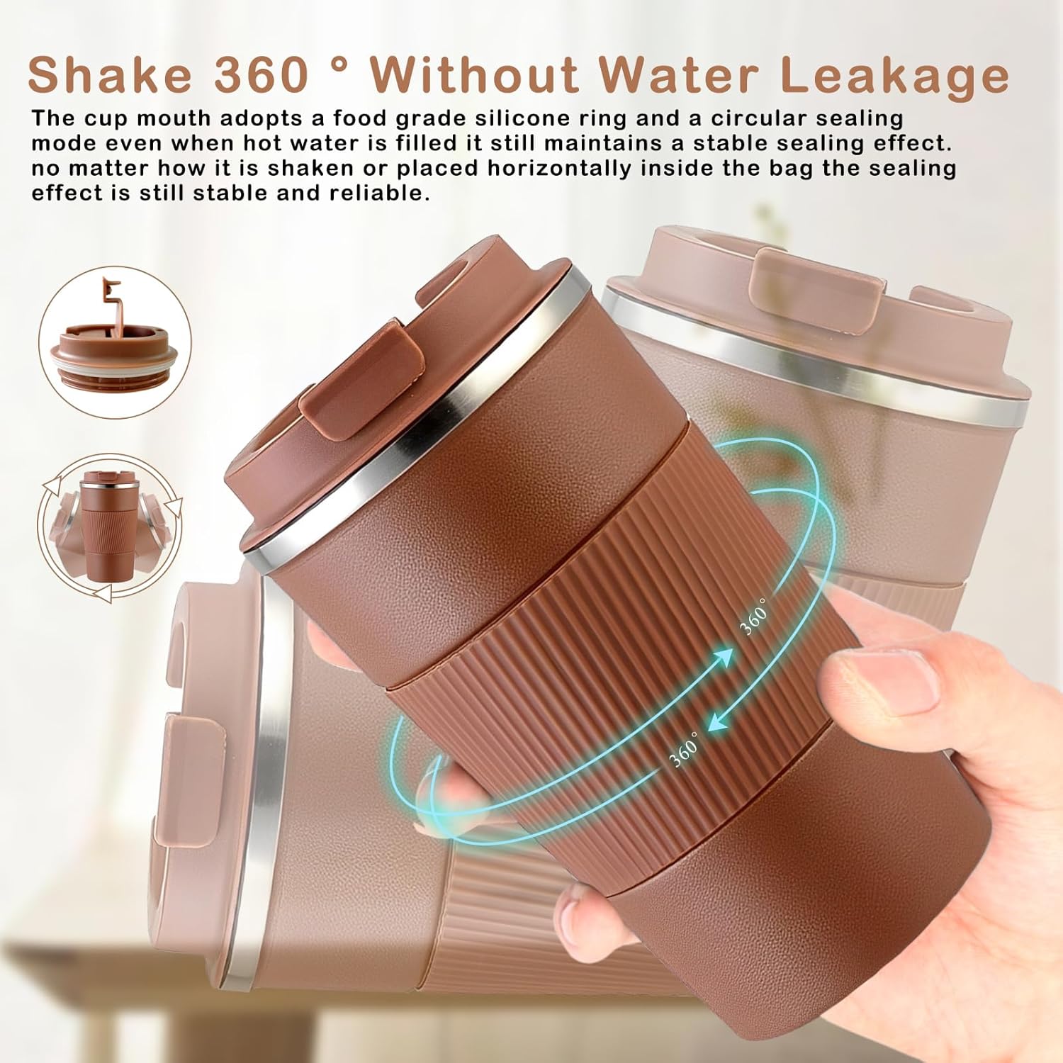 Senshuomy Travel Mug, Insulated Coffee Cup with Leakproof Lid, Reusable Coffee Cups Travel Cup, Stainless Steel thermaol Mug for Hot Cold Drinks (Green 380ml)