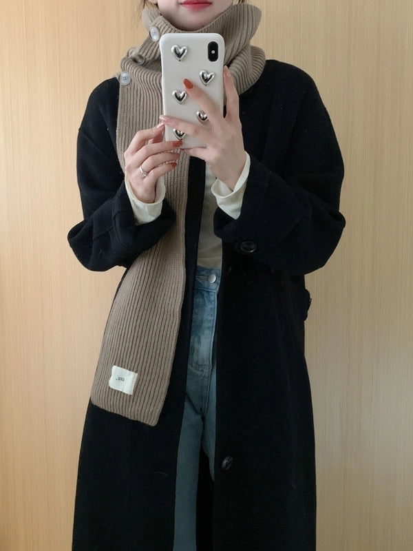 Women's Scarf Winter New Fashion Outer Pullover Scarf Women's Solid Color Collar Wool Knitted Shawl