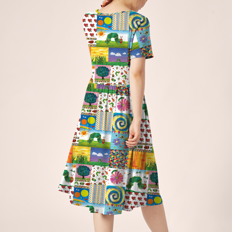 Garden Trip With Caterpillars Teacher Printed One Piece Dress