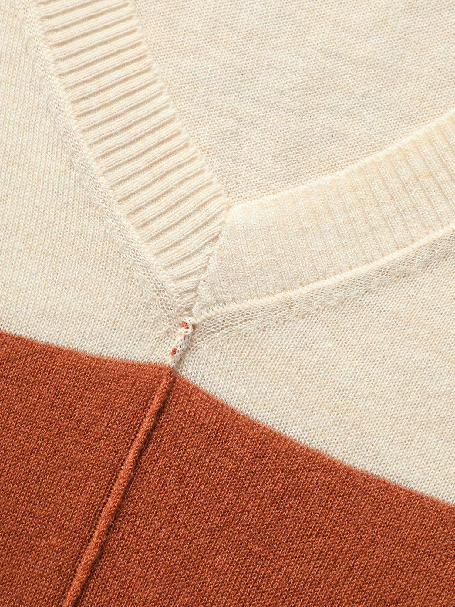 Supersoft Essentials Colorblock Two Tone Patchwork V Neck Pullover