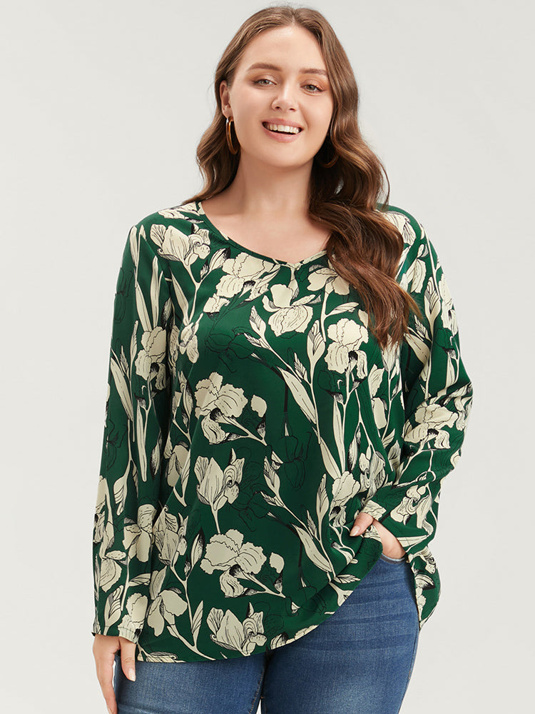 Floral Printed V Neck Blouse