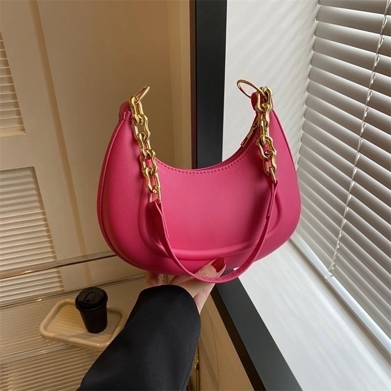 Women's Pu Leather Solid Color Vintage Style Classic Style Dumpling Shape Zipper Shoulder Bag