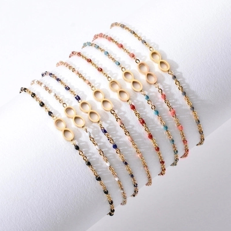 Minimalist Commute Infinity Stainless Steel Enamel Plating Bracelets