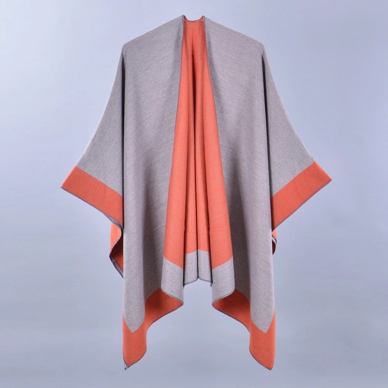 Women's Casual Color Block Imitation Cashmere Shawl