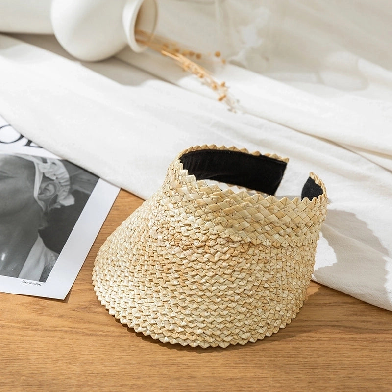 Women's Minimalist Commute Color Block Flat Eaves Straw Hat