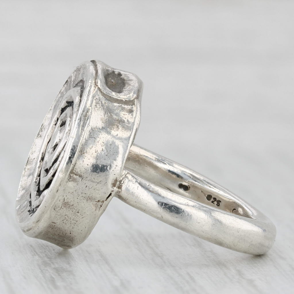 Swirl Statement Ring Hammered Sterling Silver Size 8.5