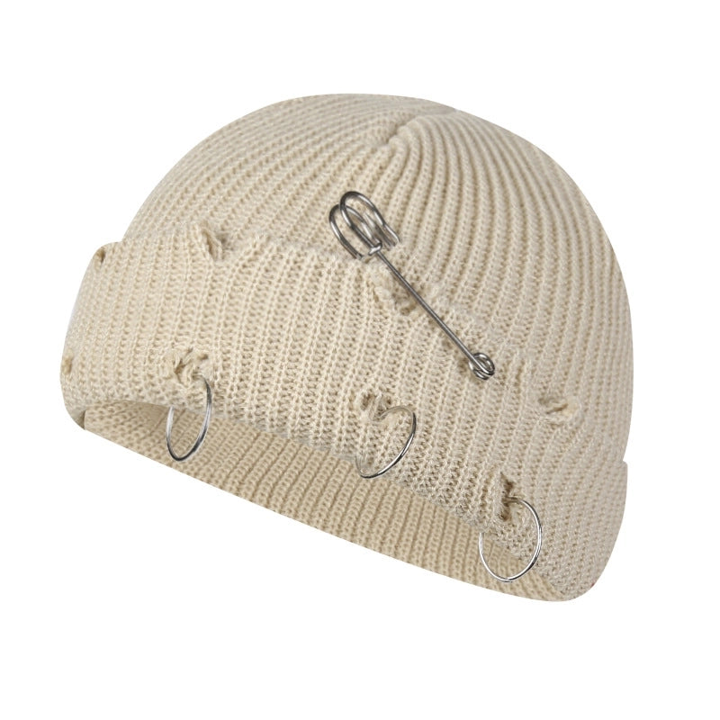 Autumn And Winter New Korean-style -style Basic Broken Pin Cold Cap Knitted Wool Curling Cap For Men And Women