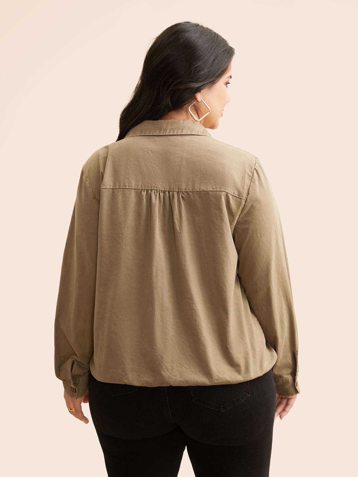 Vintage Patched Pocket Drawstring Shirt
