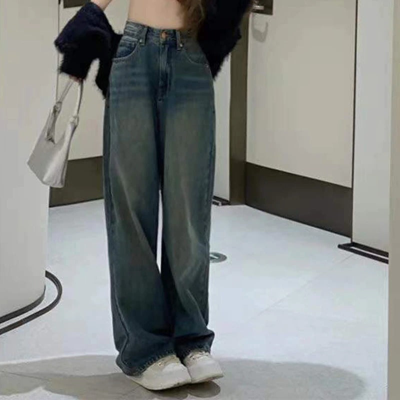 Vintage Wide Leg Loose Cargo Jeans For Women