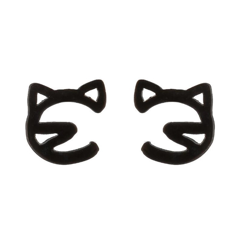 1 Pair Cute Cat Plating 304 Stainless Steel 18K Gold Plated Ear Studs
