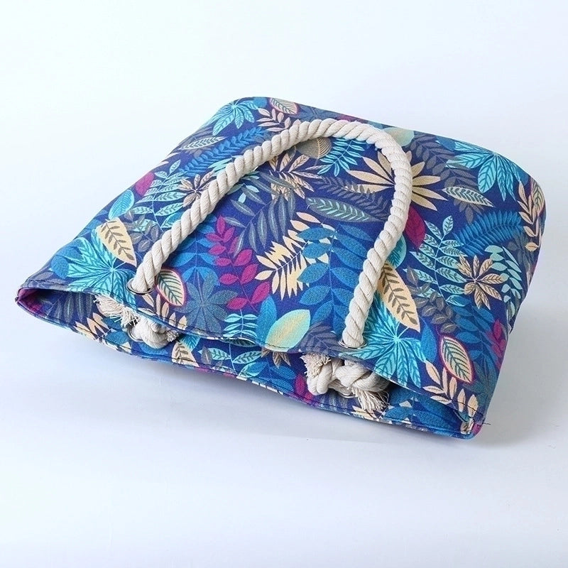 Women's Large Canvas Geometric Vintage Style Open Shoulder Bag