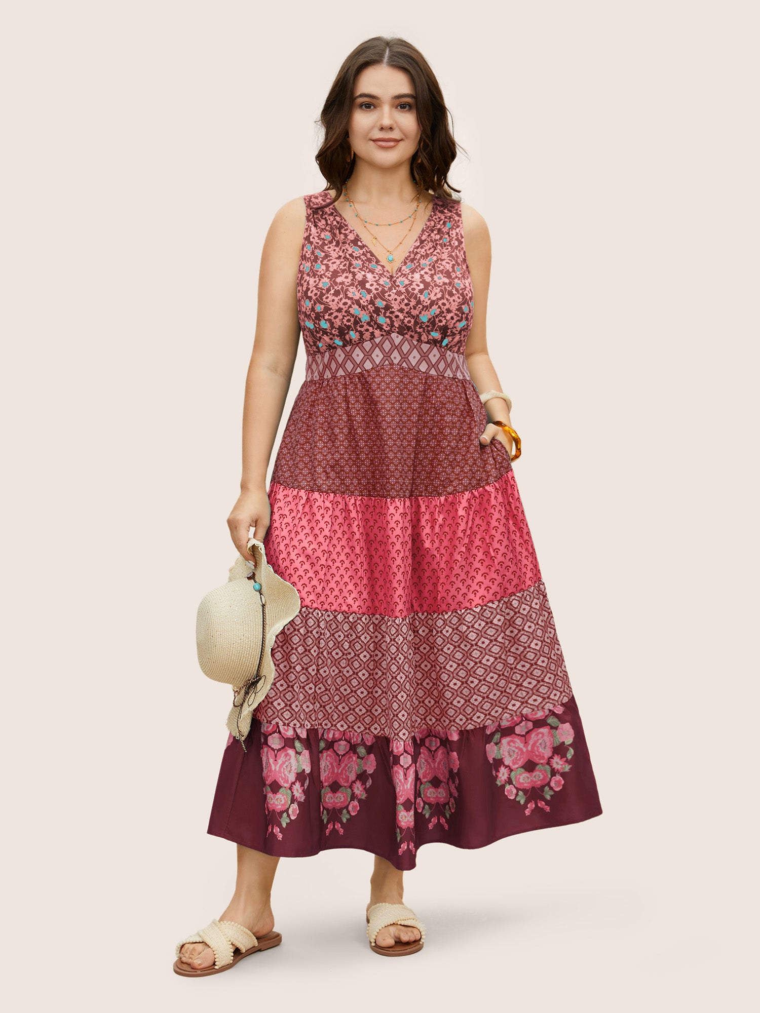 Bandana Patchwork Floral Sleeveless Dress