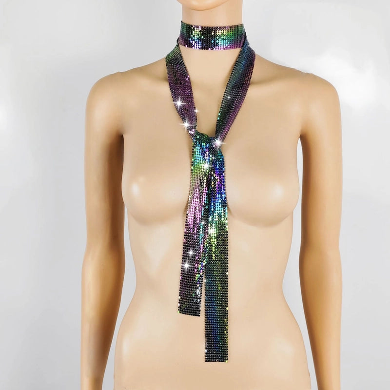 Unisex Shiny Solid Color Metal Sequins Solid Color Scarf