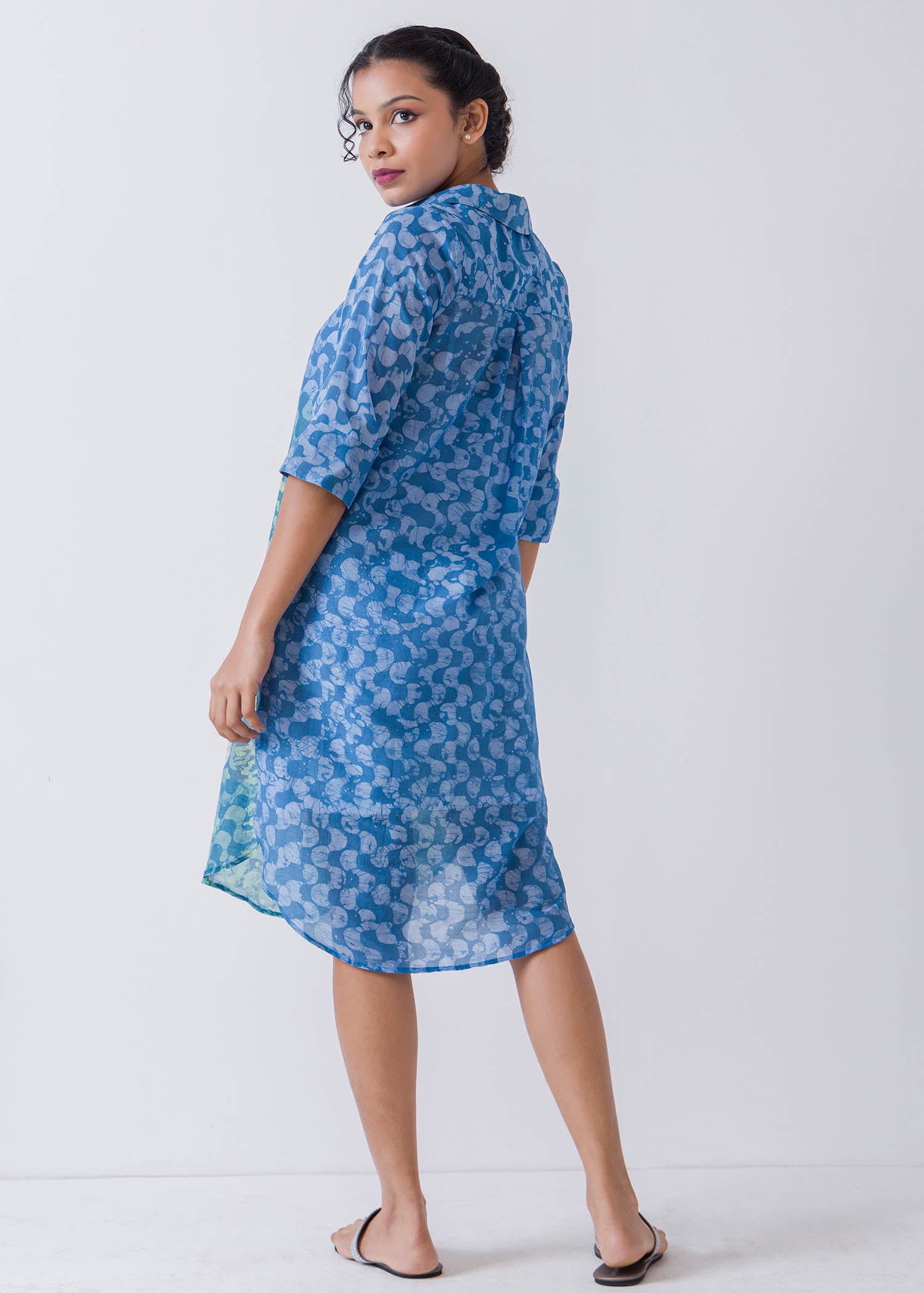 Seashell Hand Batik Printed Shirt Dress