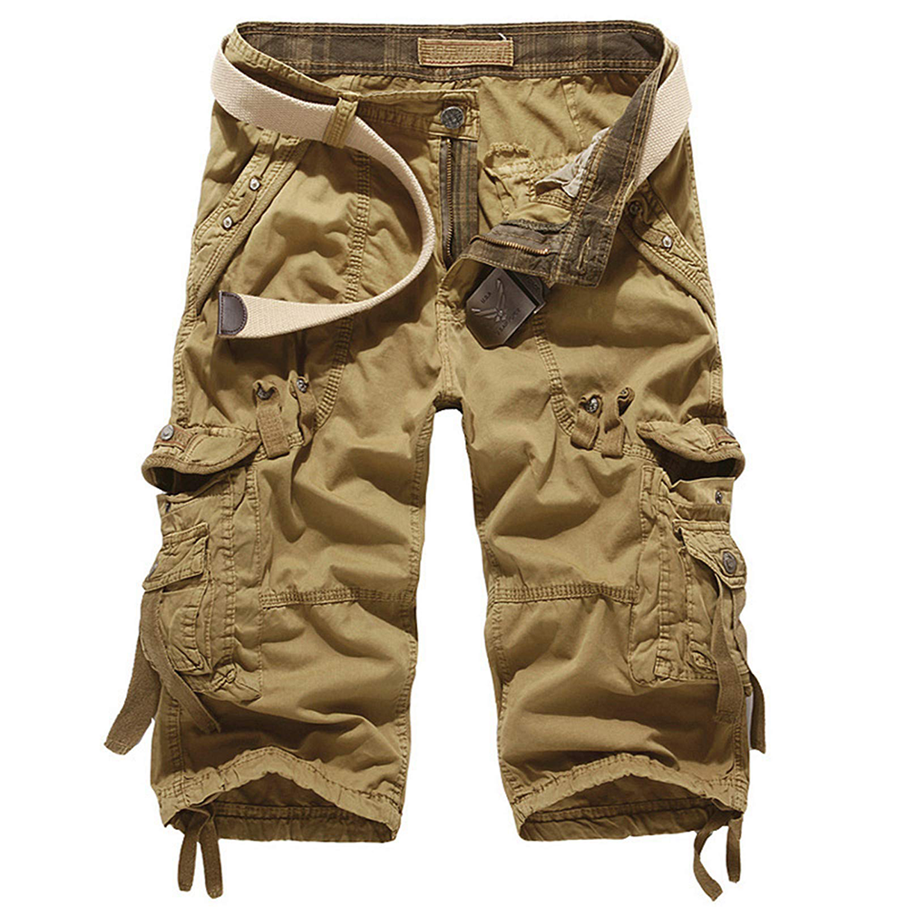 6-pack Men Casual Workout Military Men's Shorts Multi-Pocket Calf-Length Short Pants