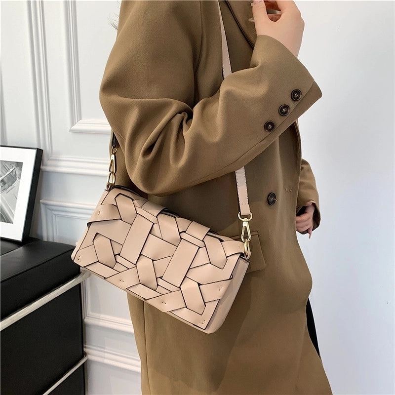 3 Pieces Women'S Pu Leather Solid Color Streetwear Sewing Thread Square Zipper Crossbody Bag